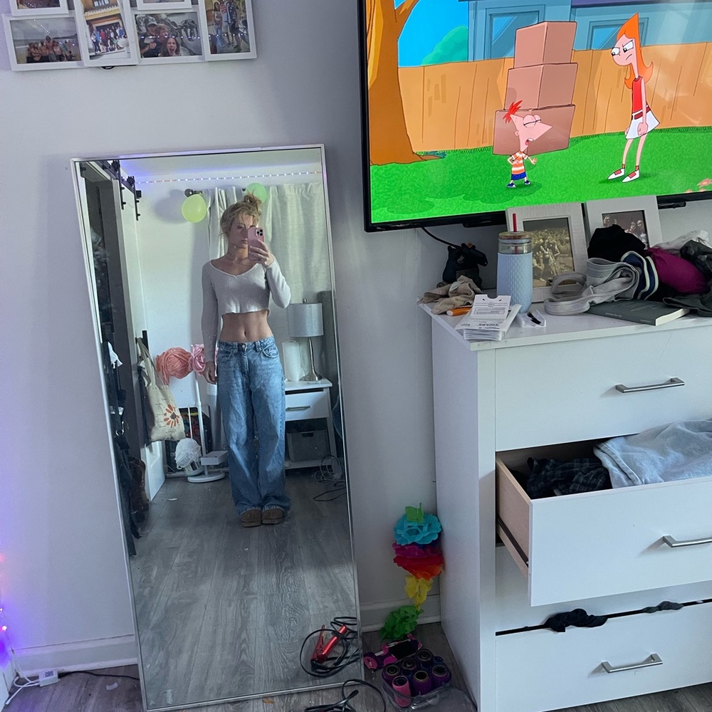 White Crop Top and Blue Jeans